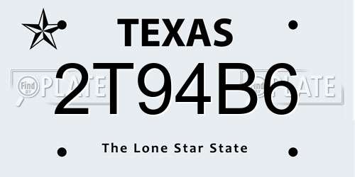 2T94B6 Texas License Plate
