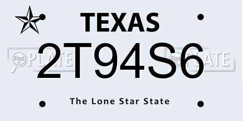 2T94S6 Texas License Plate