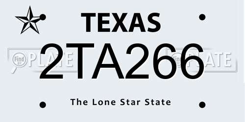 2TA266 Texas License Plate