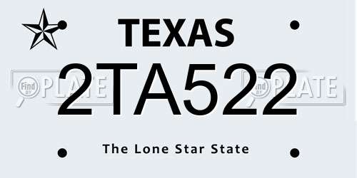 2TA522 Texas License Plate