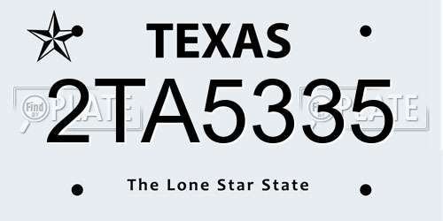 2TA5335 Texas License Plate