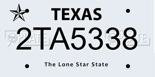 2TA5338 Texas License Plate