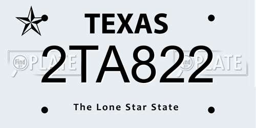 2TA822 Texas License Plate
