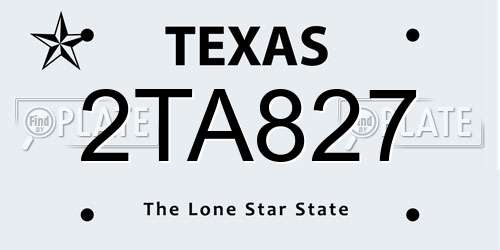 2TA827 Texas License Plate