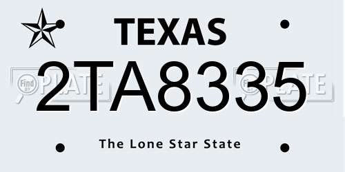 2TA8335 Texas License Plate
