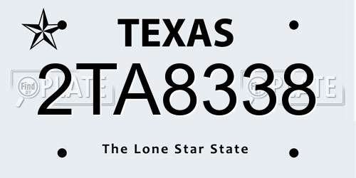 2TA8338 Texas License Plate