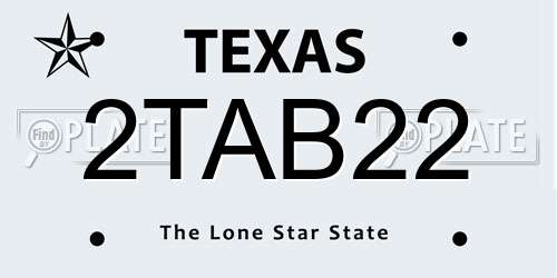 2TAB22 Texas License Plate