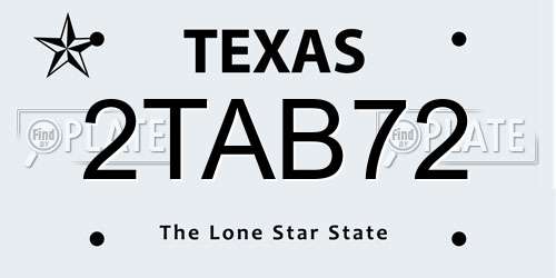 2TAB72 Texas License Plate