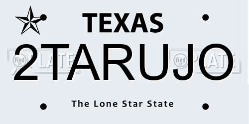 2TARUJO Texas License Plate