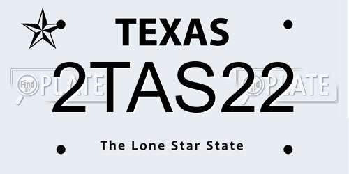 2TAS22 Texas License Plate