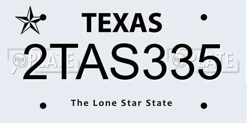 2TAS335 Texas License Plate