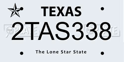 2TAS338 Texas License Plate