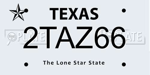 2TAZ66 Texas License Plate