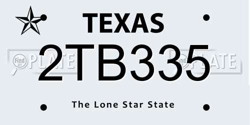 2TB335 Texas License Plate