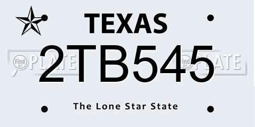 2TB545 Texas License Plate