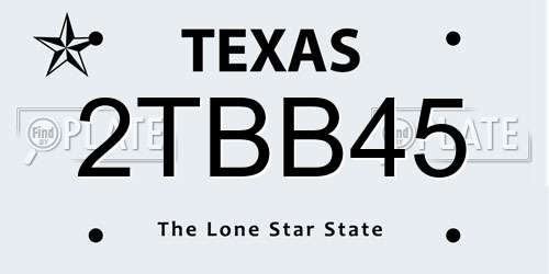 2TBB45 Texas License Plate
