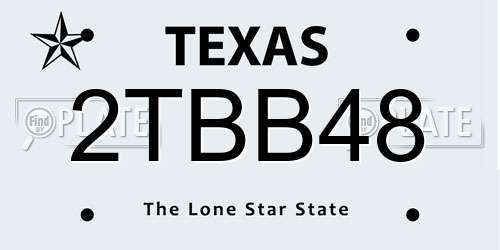 2TBB48 Texas License Plate