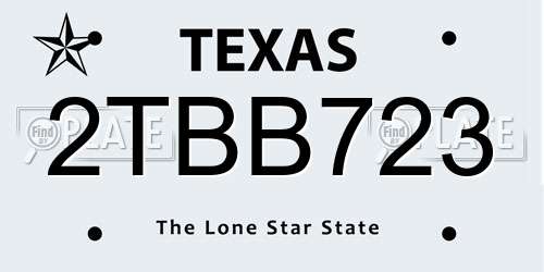 2TBB723 Texas License Plate