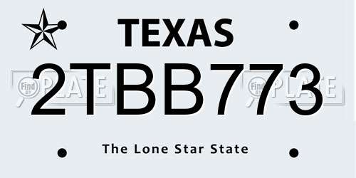 2TBB773 Texas License Plate