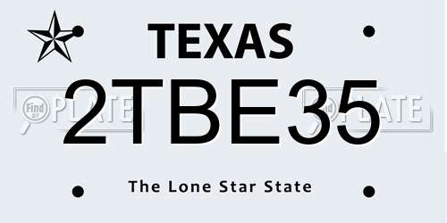 2TBE35 Texas License Plate