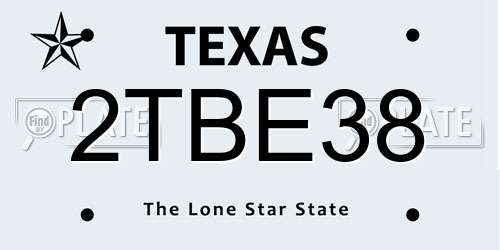 2TBE38 Texas License Plate