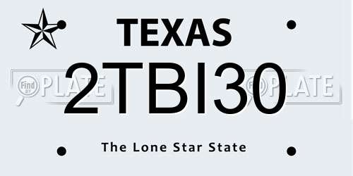 2TBI30 Texas License Plate