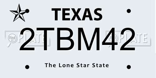 2TBM42 Texas License Plate