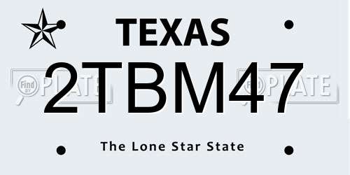 2TBM47 Texas License Plate