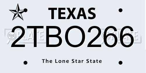 2TBO266 Texas License Plate