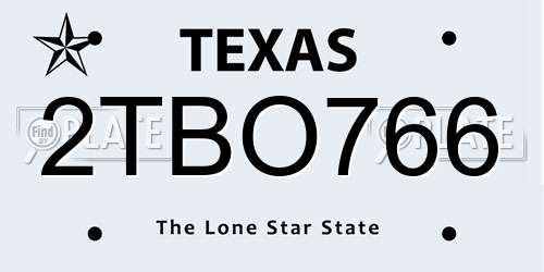 2TBO766 Texas License Plate