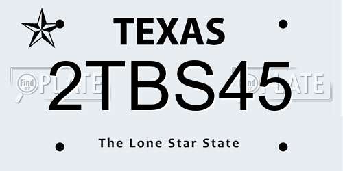 2TBS45 Texas License Plate