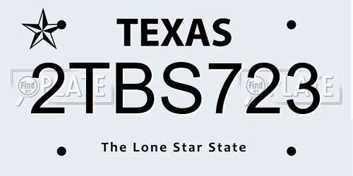 2TBS723 Texas License Plate