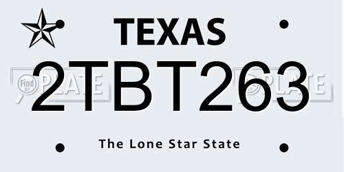 2TBT263 Texas License Plate
