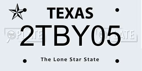 2TBY05 Texas License Plate