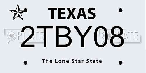 2TBY08 Texas License Plate