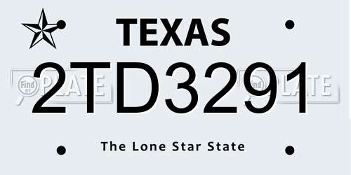 2TD3291 Texas License Plate