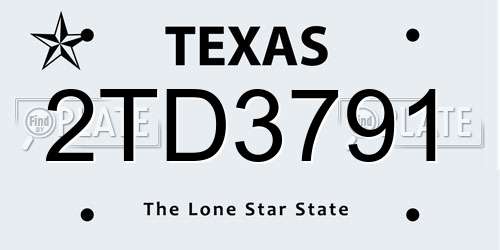 2TD3791 Texas License Plate