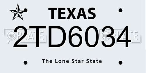 2TD6034 Texas License Plate