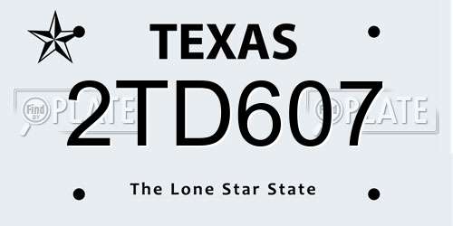 2TD607 Texas License Plate