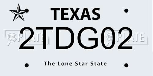 2TDG02 Texas License Plate