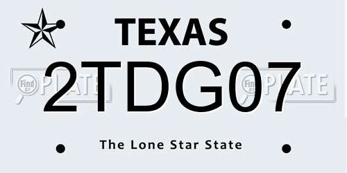 2TDG07 Texas License Plate