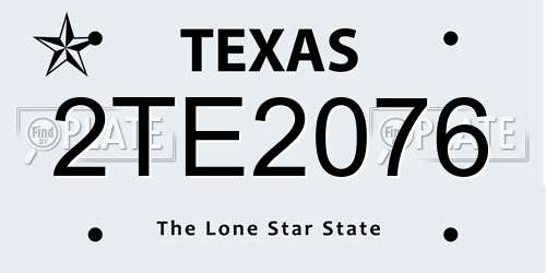 2TE2076 Texas License Plate