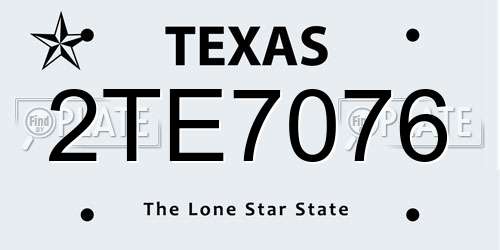 2TE7076 Texas License Plate