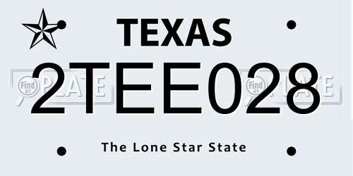 2TEE028 Texas License Plate