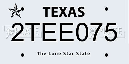 2TEE075 Texas License Plate