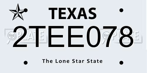 2TEE078 Texas License Plate