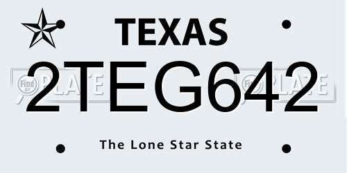 2TEG642 Texas License Plate