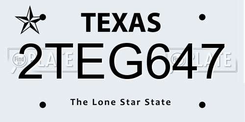 2TEG647 Texas License Plate
