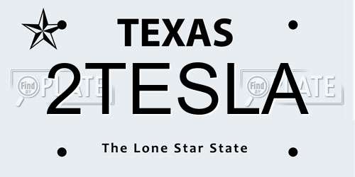 2TESLA Texas License Plate