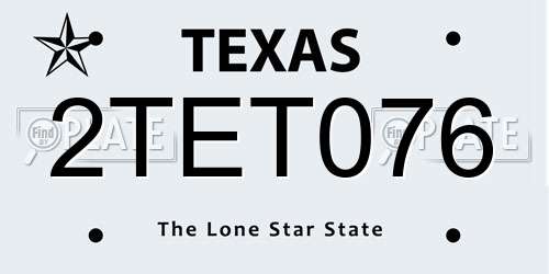 2TET076 Texas License Plate